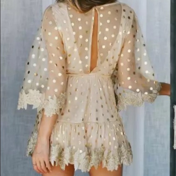 Polka Dots Sexy Mesh Dress - Picture 2 of 7